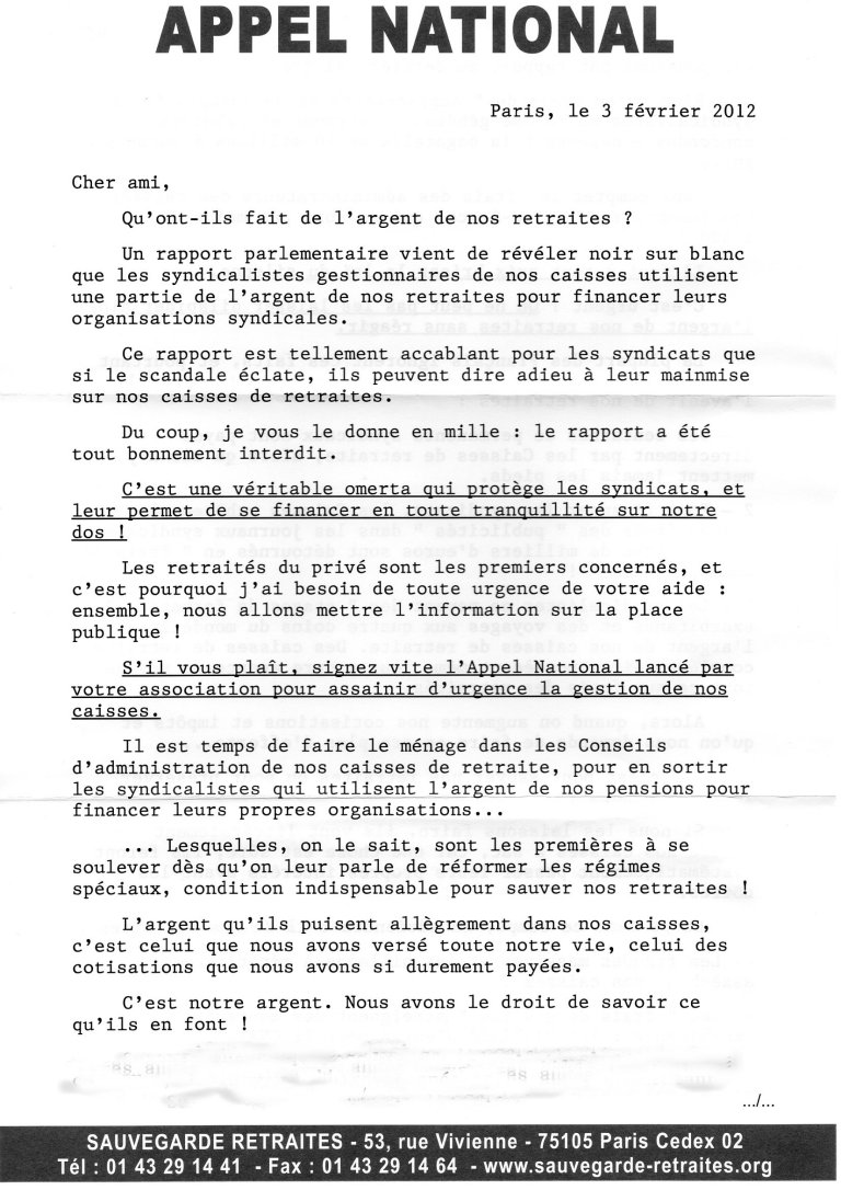 Sauvegarde Retraites